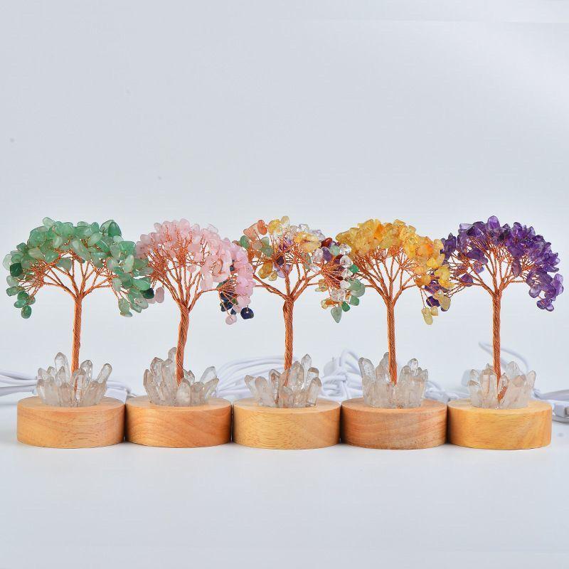 Natural Crystal Tree Broken Stone Crystal Tooth Night Light Money Tree Home Creative Office Color Modeling Decorative Crafts New