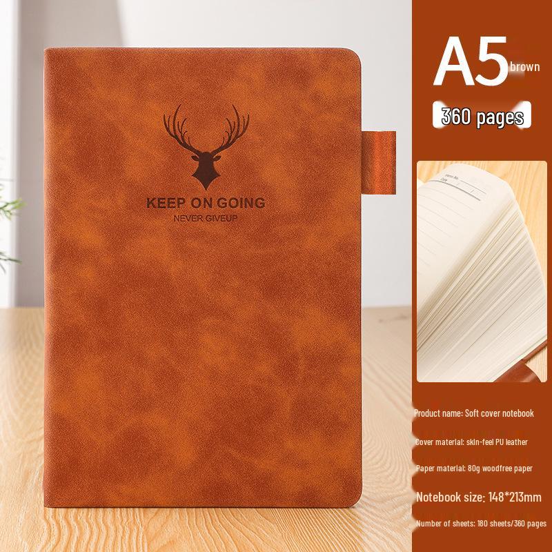 A5 Sheepskin Leather Business Notebook – Thick, Soft Cover for Meetings & Records