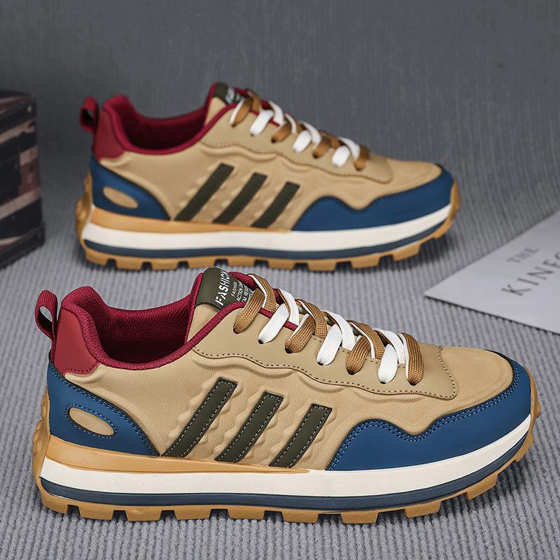 Men's shoes 2025 summer new leather platform casual shoes men's outdoor handsome sports Korean version of dad shoes