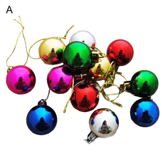 12 ks 3cm Vánoční stromek Barevná koule Nerozbitná Multistylová Galvanicky pokovená Jasná barva Vysoký lesk Festivalová Mini Vánoční Párty Dekorace K zavěšení