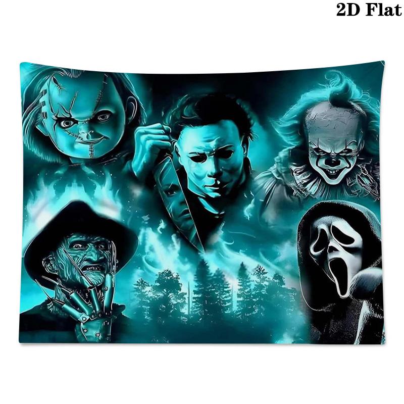 Horror Halloween Wall Tapestry Aesthetic Wall Hanging Printed Fabric Blanket Decorative Tapestries for Bedroom Living Room Home Decor