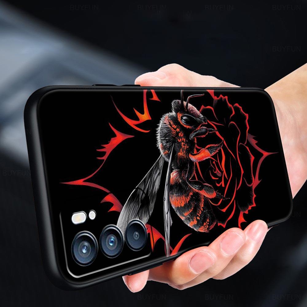 Honeybee Flower Pattern Phone Case For Oppo Reno 13 12 11 10 7 F Find X5 X6 A98 A80 A79 A78 A57 A54 A31 A17 Pro Soft TPU Cover