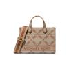 Michael Kors Bolso de Mano Jacquard Diamante Gigi Bolso de Mano Bolso de Compras Bolso de Hombro Bolso de Mano de Tela Pequeño para Mujer Beige y Marrón de Piel de Vaca
