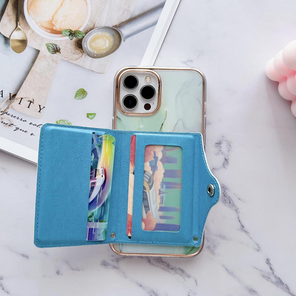 Luxus Vergoldung Marmor Malerei Brieftasche Kartenhalter Stoßstange Handyhülle Kickstand für iPhone 15 Pro Max Samsung Xiaomi Honor Oppo Moto IMD Rückseite