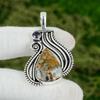 Pear Natural Polka Dot Agate Amethyst Sterling Silver Engagement Mother Pendant