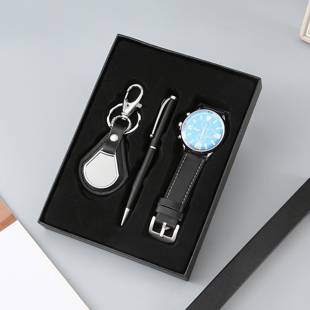 Set de Regalo para Hombre, Cartera + Reloj + Caja para Cinturón, Regalo de San Valentín Día del Padre para Novio Amigo