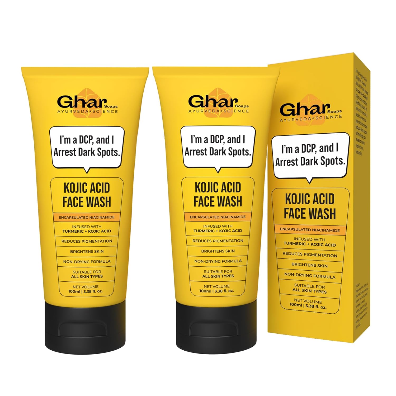 

Ghar Soaps Kojic Face Wash Duo For Spot-Prone Skin Brightening Cleanser Non-Drying Glow Care Pack Of 2 100 Ml Each