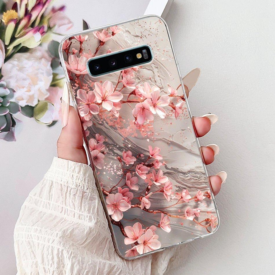 Per Samsung Galaxy S10+ S10 S10e Elegante Custodia per Telefono con Motivo Floreale e Farfalle Per Samsung S10e S10 Plus S 10 4G Custodie Morbide in Silicone TPU