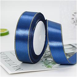 Gift Satin Ribbons Wholesaler 1inch 100% Polyester Christmas Ribbon Gold Wired Edged Satin Ribbon Roll Accept Print Logo