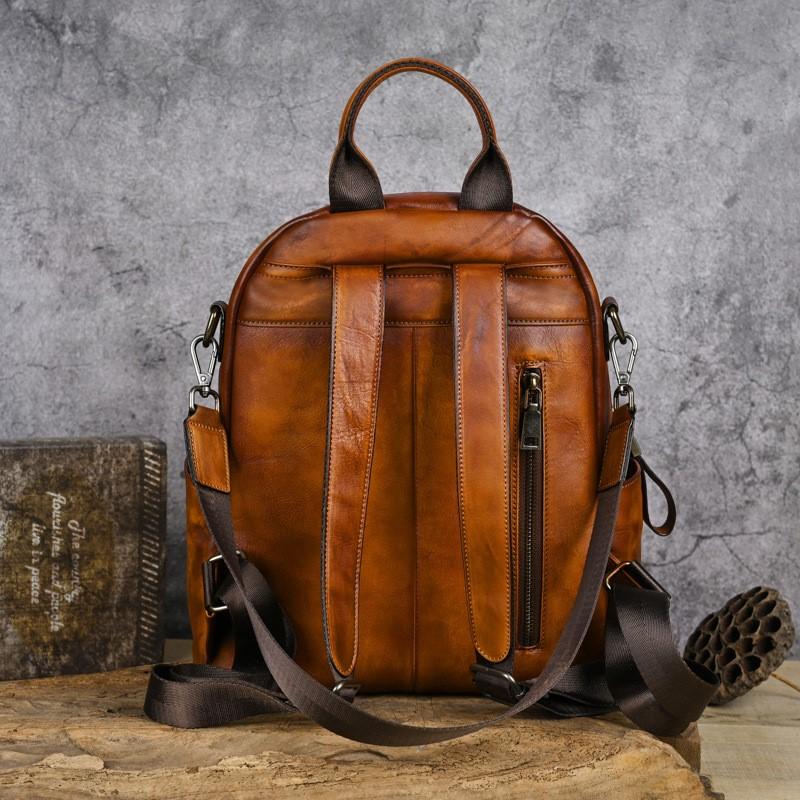 Johnature Retro Echtes Leder Tier Druck Rucksack Frauen Natürliche Echte Rindsleder Tasche Große Kapazität Reise Rucksäcke