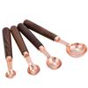 4PCS Set Walnut Wood Handle Measuring Cup Set Stainless Steel Stainless Steel Scoop  For Household