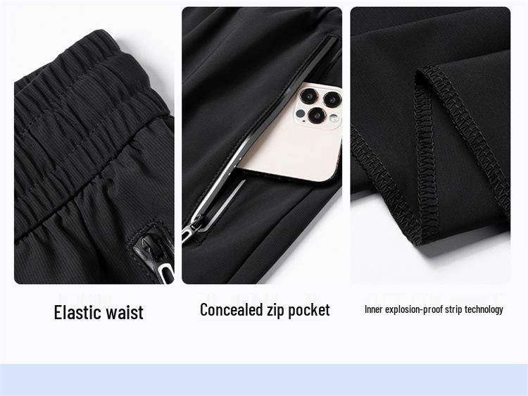 2025 Men's Ice Silk Quick-Dry Joggers: Summer Thin, Loose Fit, Straight-Leg Casual Pants