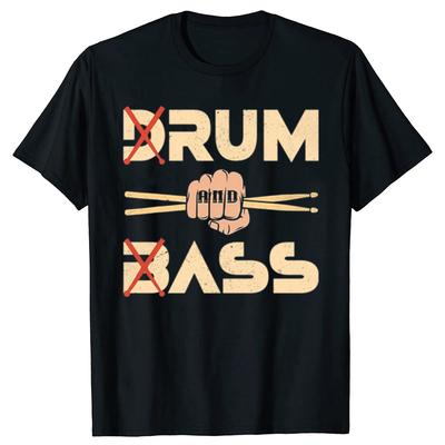 Funny Drum & Bass / Rum & B-Ass Lovers Drummer Leisure Men's T-Shirt Clothing Women Cotton Short Sleeve Tee Shirts Vintage Tops