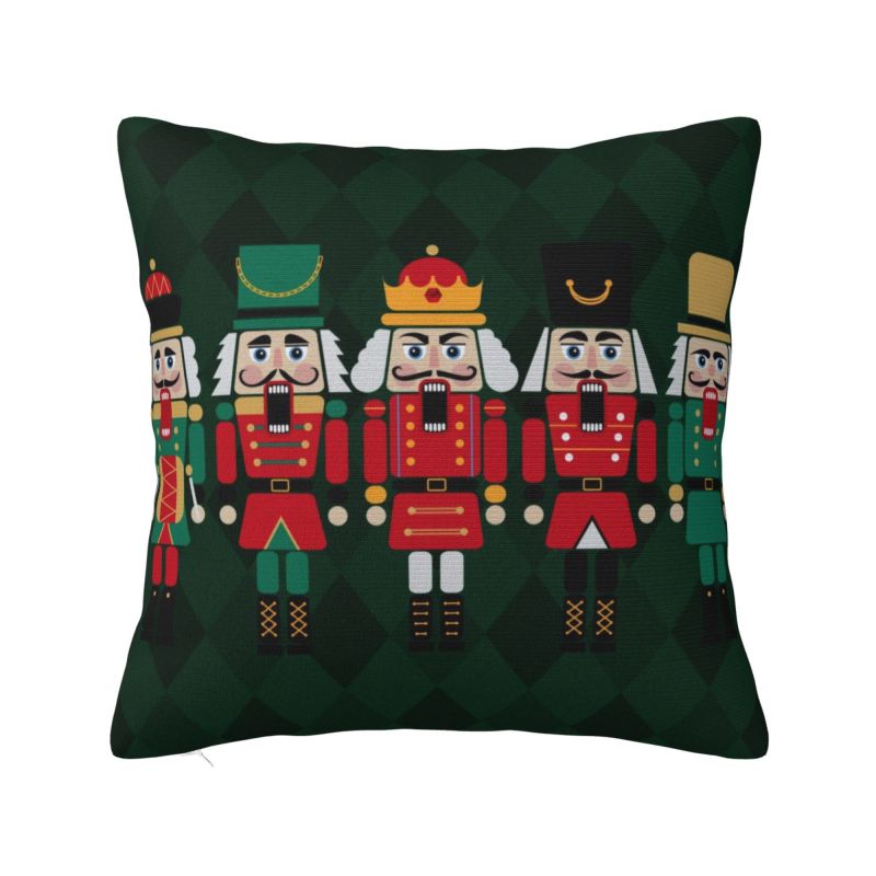 Nutcracker Doll Luxury Throw Pillow Covers Home Decor Cartoon Christmas Nutcrackers Soldier Chair Cushion 30x30cm 12x12in