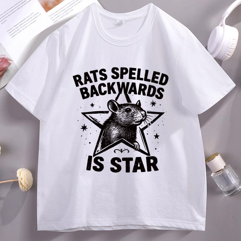 Rats Spelled Backwards Is Star Tshirt Unisex Funny Rat Tshirt Cotton Short Sleeve Animal T Shirt Printed Graphic Tees