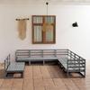 Vidaxl 9-Cz. Garden Lounge Furniture Set, Grey, Pine