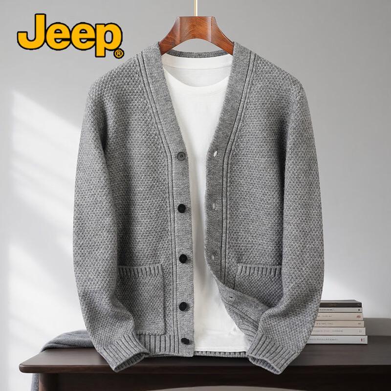 JEEP Men's V-Neck Knitted Cardigan