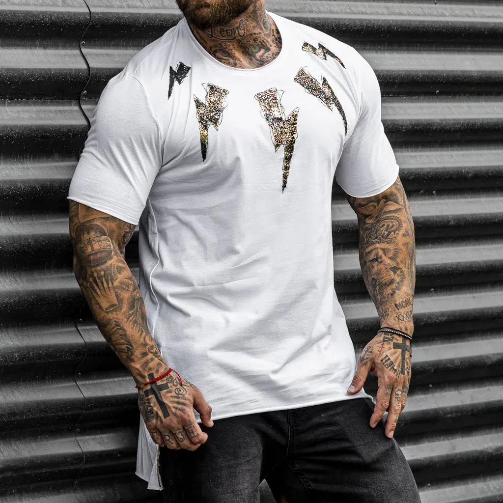 Men's Summer Loose Fit Large 100 Cotton Printed T-shirt Top