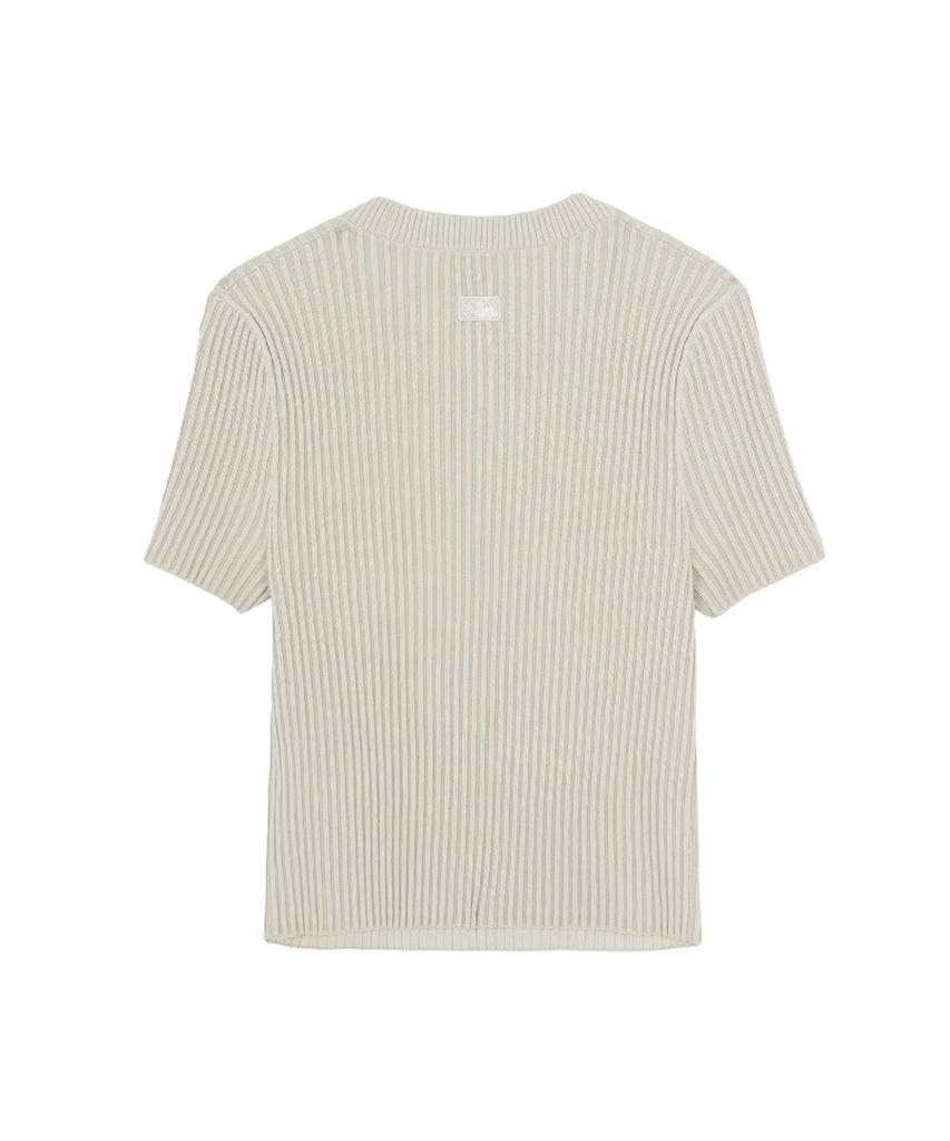 Emelbi Women'S Basic Street Rib Short Sleeve Knit Bos (Cream)