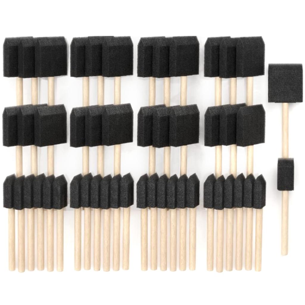 50Pcs Foam Brush Painting Sponge Tool with Handle Wood Grip Lightweight DIY Sponge Paint Pens for Acrylics Painting DIY Crafts