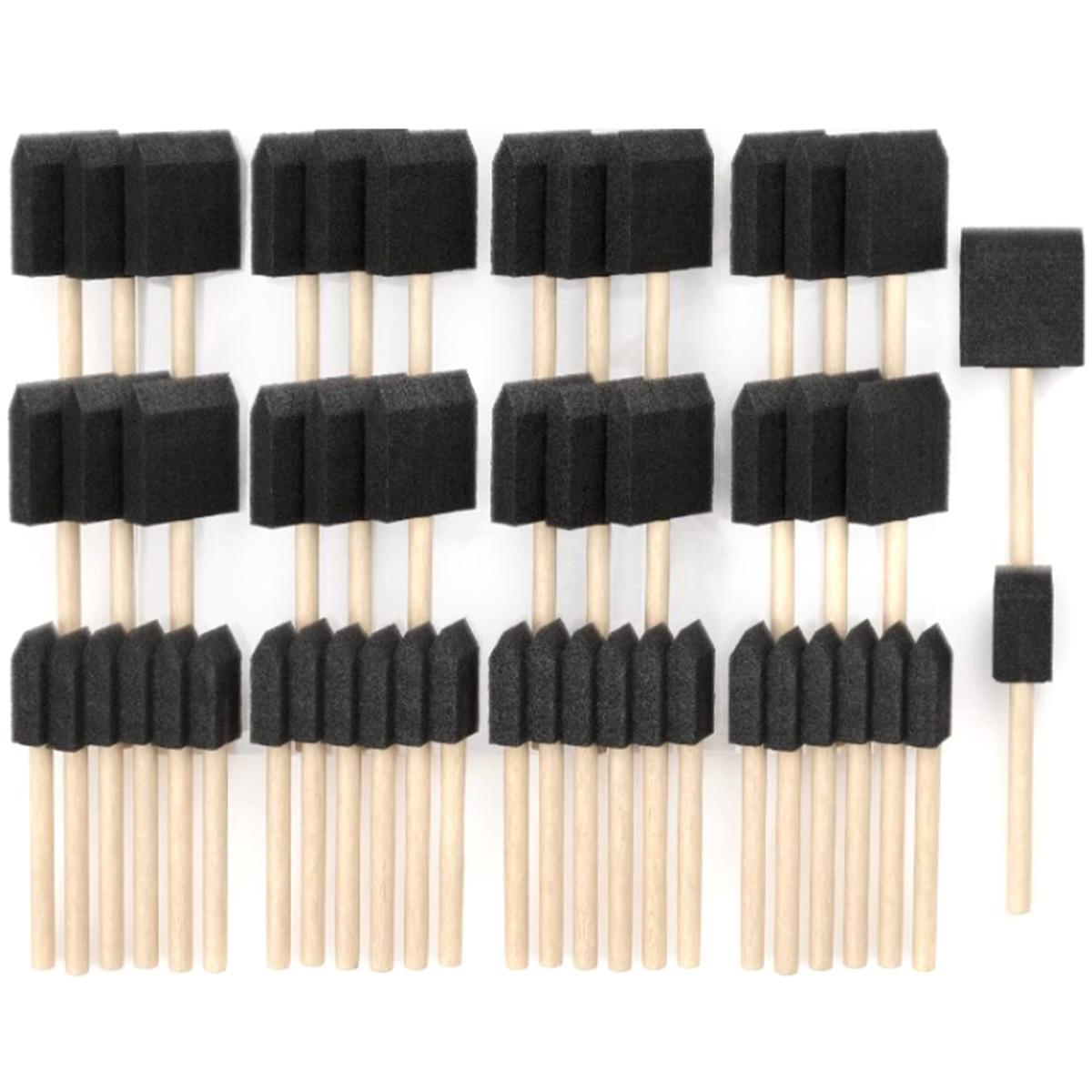 

50Pcs Foam Brush Painting Sponge Tool with Handle Wood Grip Lightweight DIY Sponge Paint Pens for Acrylics Painting DIY Crafts