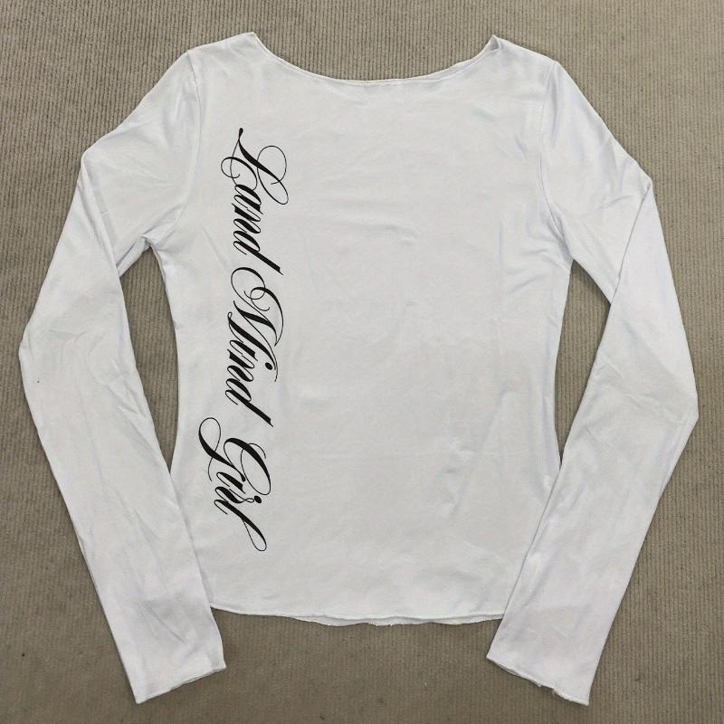 Europäisches und amerikanisches Retro-Rundhals-Oberteil mit Buchstabenaufdruck und schmaler Passform für Damen im Frühling und Sommer