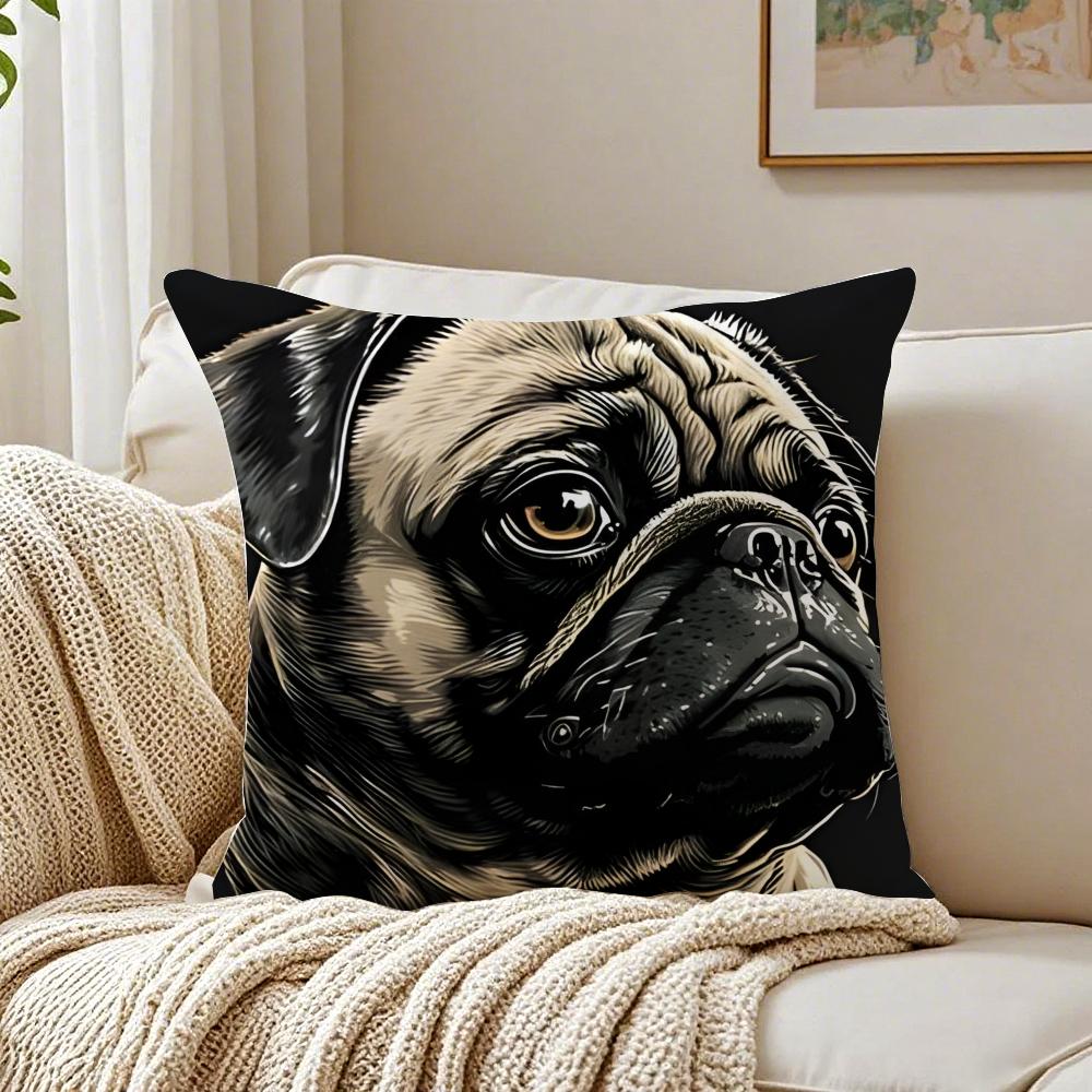 NICE CUTE Pug Dog Cushion Cover Pillowcase Antidustmite Living Room Sofa Decor Cushion Room
