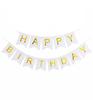 Girlanda Urodzinowa Happy Birthday Biała, Złoty Napis
