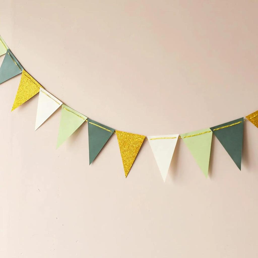 16Pcs Pull The Flag Background Dcoration Triangular Flags Baby Bride Gift Party Birthday Party Decoration Wedding Party Banner