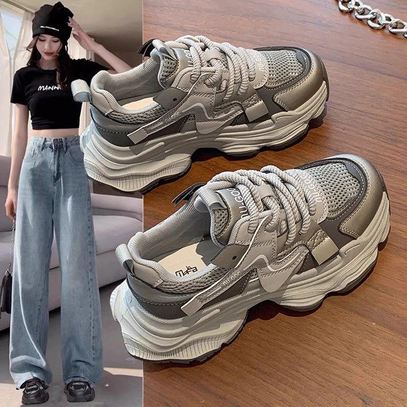 

Показывая ноги маленькие папины кроссовки женские новые зимние белые кроссовки на платформе дышащие повседневные туфли на высокой подошве 40 серый