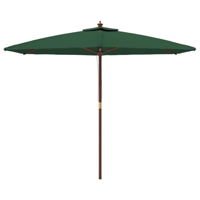 VidaXL Parasol de jardin avec mât en bois vert 299x240 cm 363168