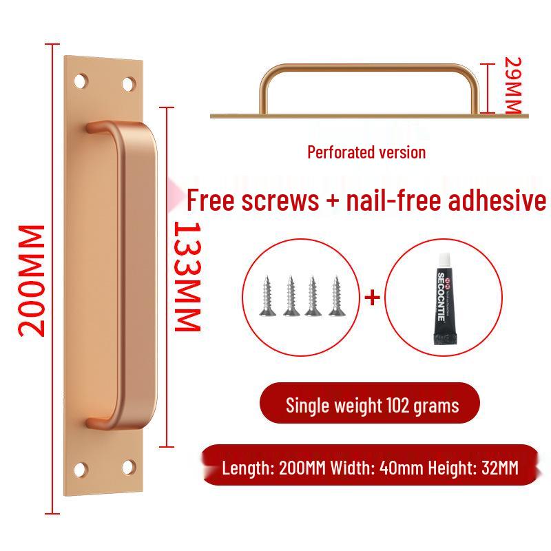 Aluminum Alloy No-Drill Door Handle for Glass, Window, Balcony, Sliding, and Cabinet Doors