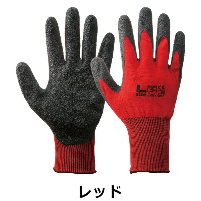 Prono Rubberized Backless 30 Size Work Grip Gloves, Pairs, PR-1902, Red, L, Gloves, Non-Slip,