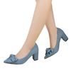2024 Shoes Women Flock Square Med Heel Platform Women Pumps  Pointed Toe Fashion Ladies Wedding Woman Shoes 35-42
