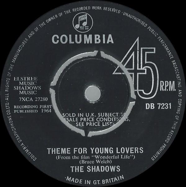 

7inch Record SHADOWS - Theme For Young Lovers DB7231 Columbia 1964 UK Rock Used