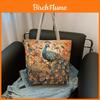 Ethnic Style Canvas Tote Bag With Doublesided Embroidered Silk Thread Floral For Daily Use