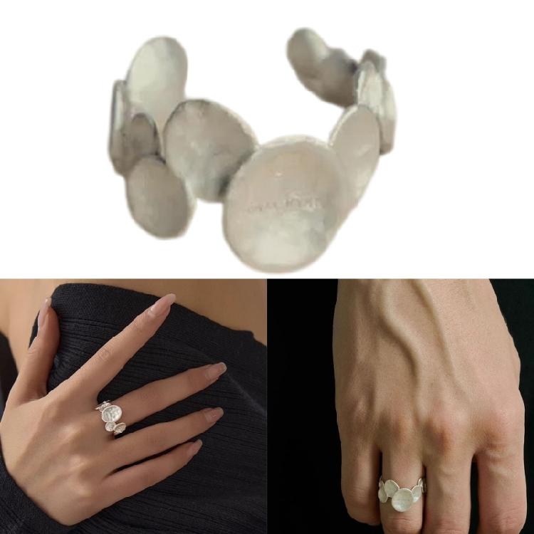 Trendy Asymmetric Loop Ring Polished Metal Spoon Shaped Adjustable Finger Band Fashion Forward Daily Jewelry