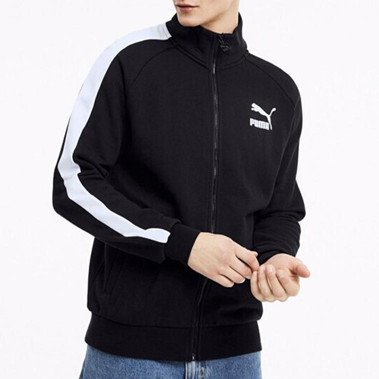 Puma Logo Print Patchwork Stand Collar Jacket Men Outerwear Black 599331-01