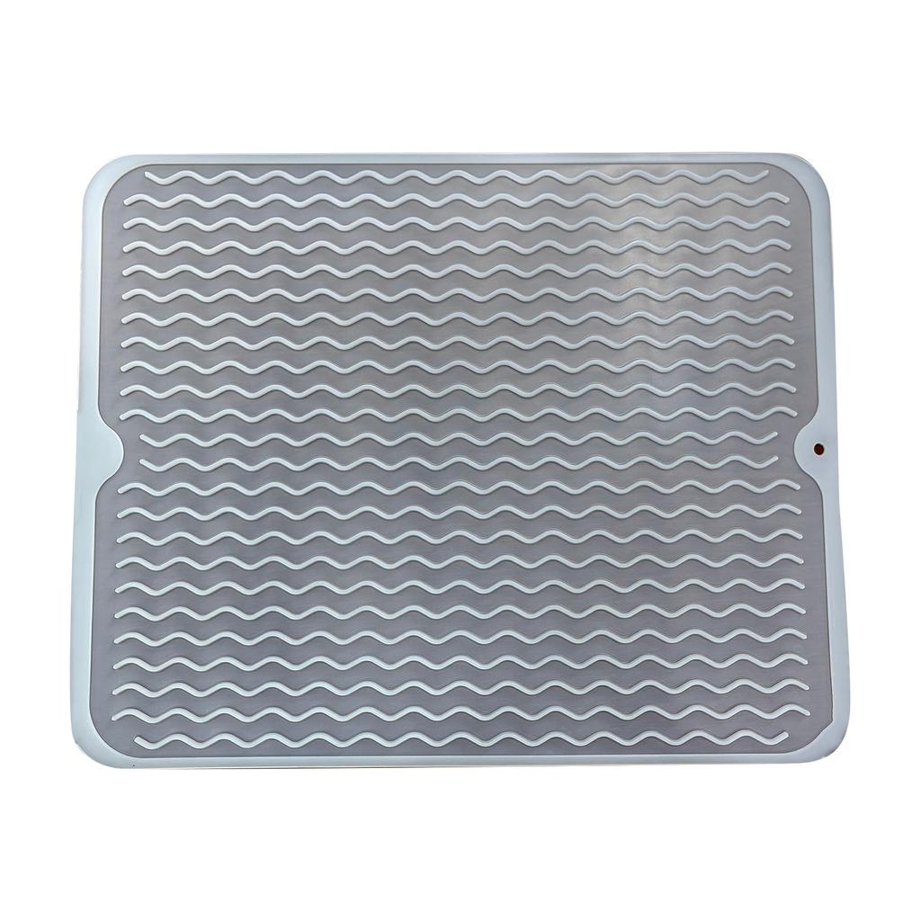 Silicone Dish Drying Mat Medium Size Flexible Non-Slip Water Draining Mat with Wave Pattern for Kitchen Sink Countertop Use