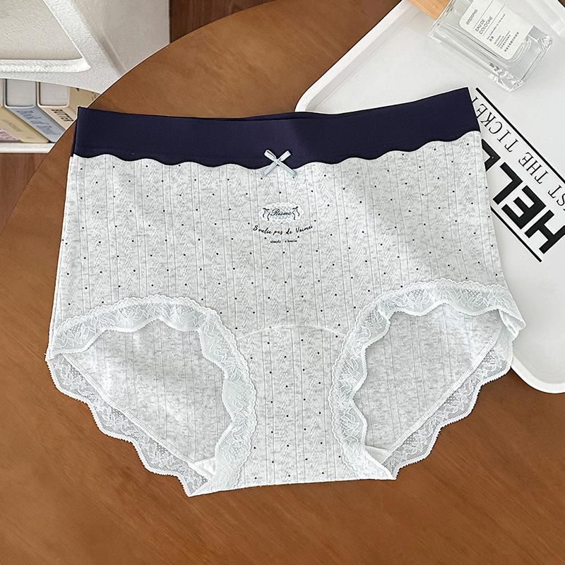 Women's Summer Cotton Jacquard Print 10A Bacteri Resistant Mid Waist Breathable Briefs