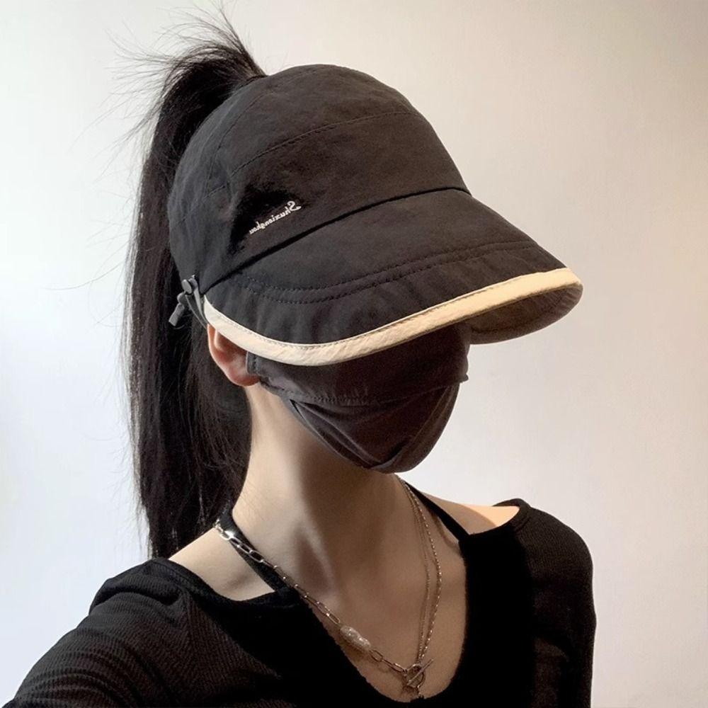 Portable Empty Top Women Sun Hat Wide Brim Sun Protection Outdoor Beach Cap Anti UV Folding Fisherman Hat