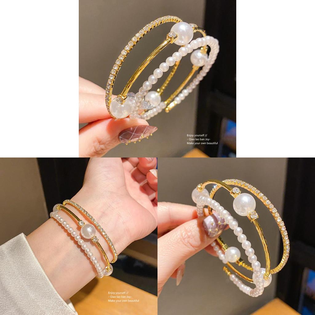 Fashion Pearl Bracelets With Rhinestones For Elegant Casual Wear