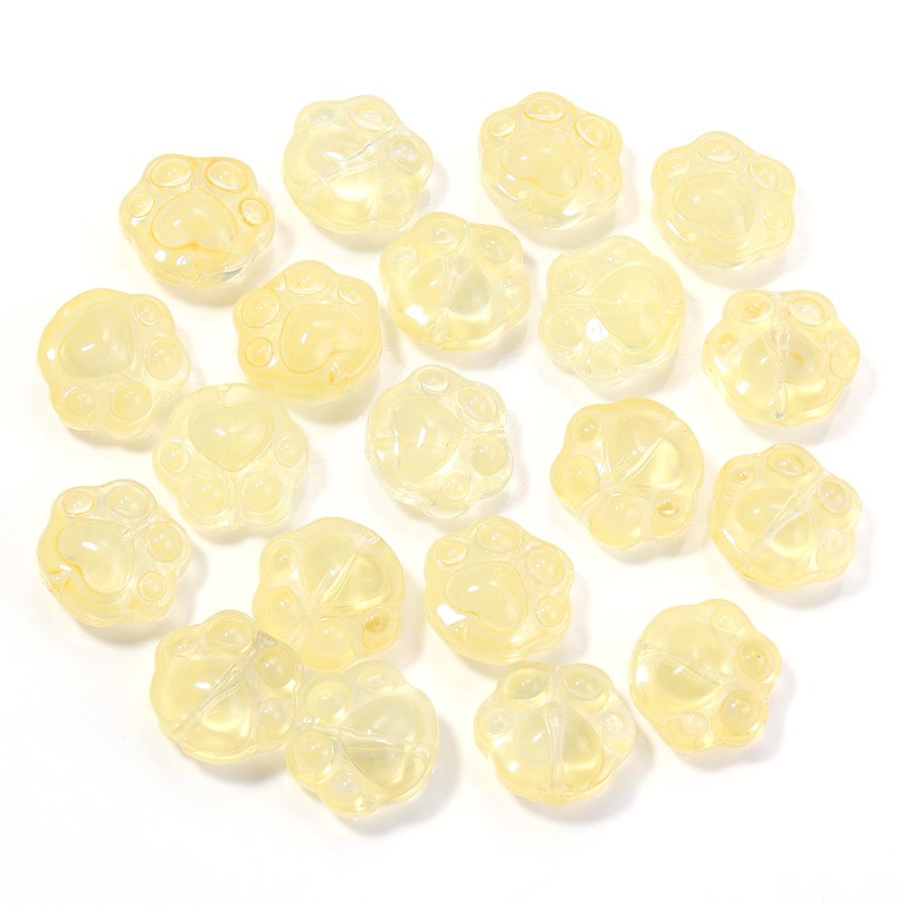 

20pcs 15x14mm Bear Paw Lampwork Beads Colorful Transparent Glass Loose Beads For Jewelry Making DIY Bracelet Necklace Supplies світло-жовтого кольору
