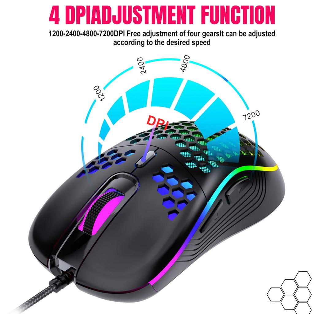 USB Wired Gaming office Mouse Mechanical Mouse USB Illuminated Mouse Adjustable Optical Gaming Mouse for Desktop Laptop