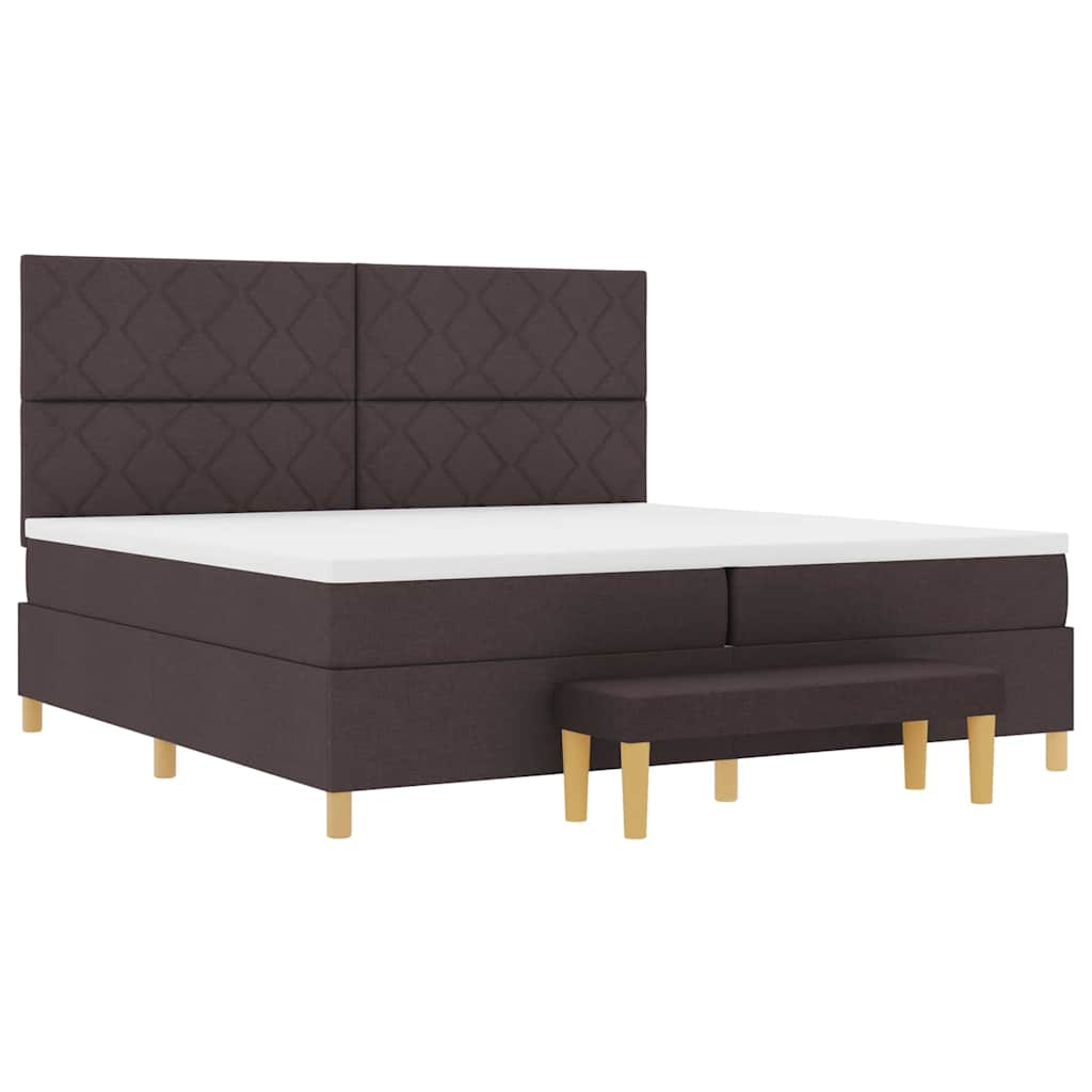 Box Spring Bed with Mattress Dark Brown 200 x 200 cm Fabric