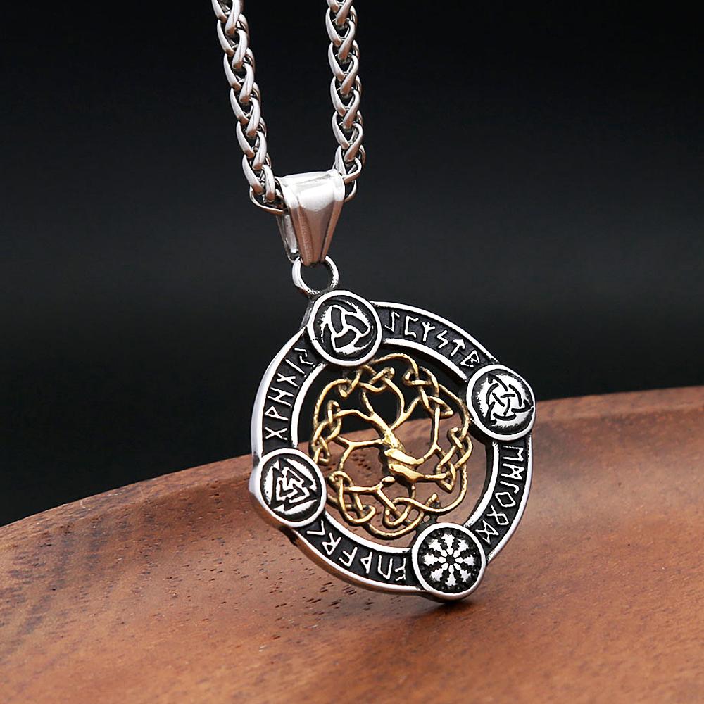 Vintage Viking Tree of Life Necklace 316L Stainless Steel Nordic Odin Amulet Pendant For Men Women Fashion Jewelry