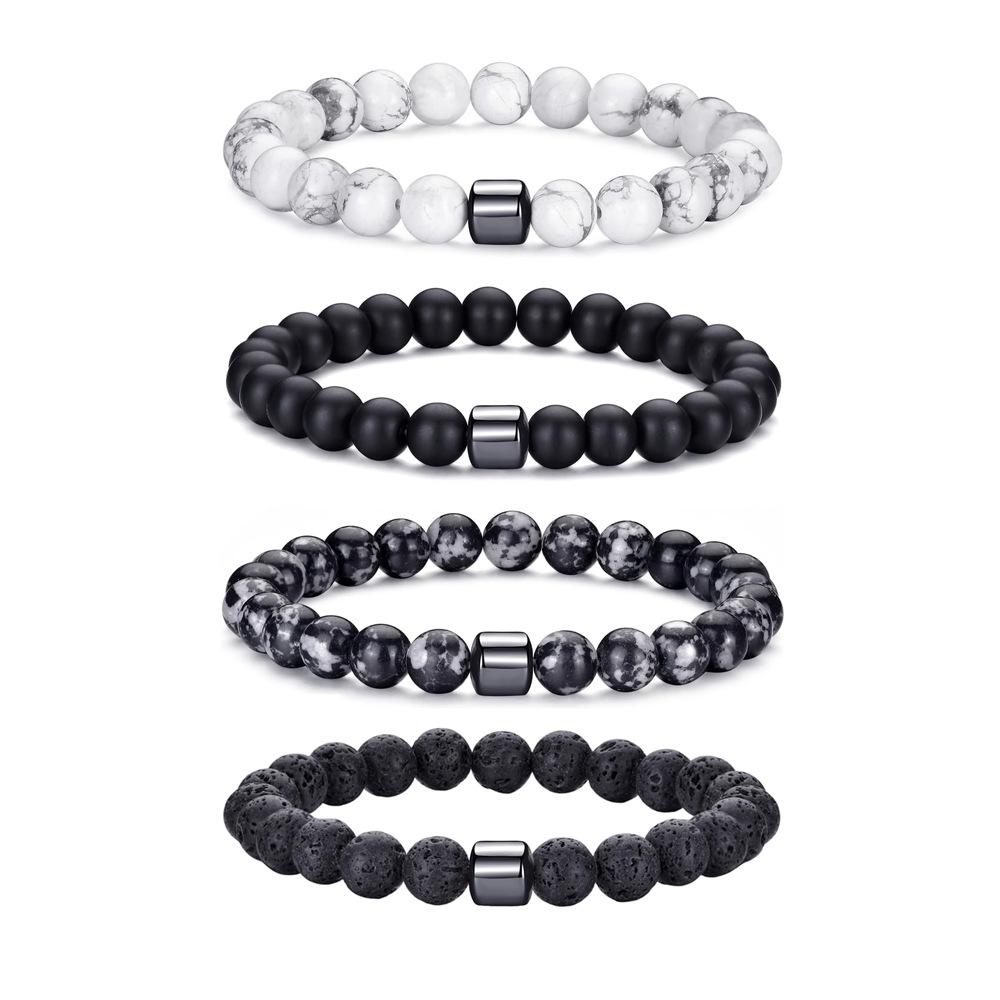 Armbandsset med naturstenspärlor för kvinnor män smycken lapis lazuli natursten lavasten tigeröga pärlarmband för par