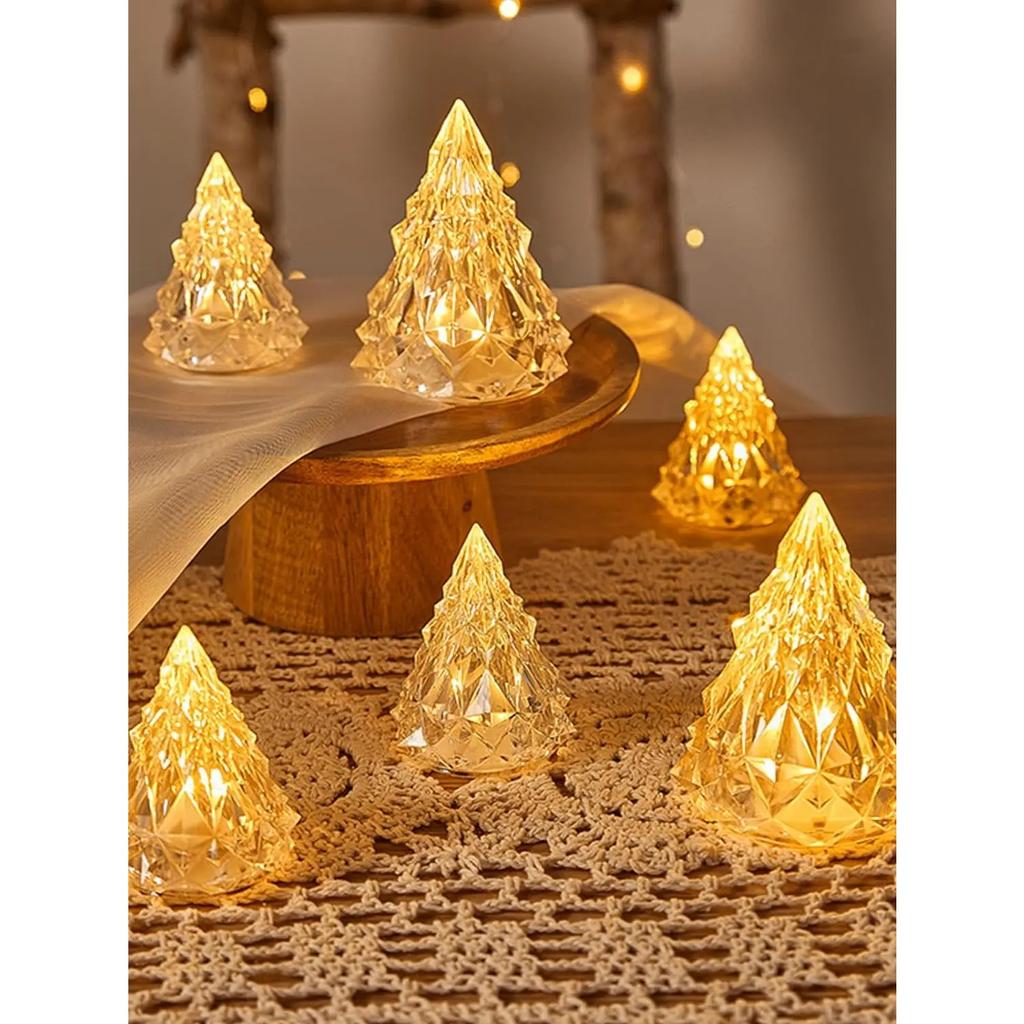 Crystal Candles LED Light Transparent Flameless Battery Power Lantern Night Lamp Wedding Party Birthday Xmas Halloween Decor