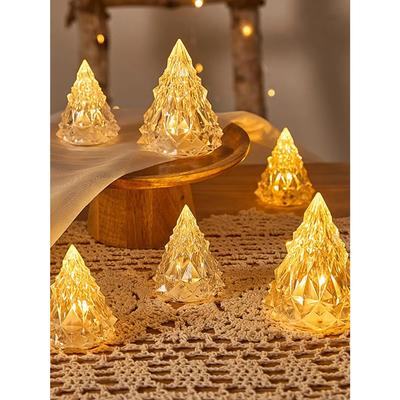 Kristallkerzen LED-Licht Transparent Flammenlose Batterie Power Laterne Nachtlampe Hochzeit Party Geburtstag Weihnachten Halloween Dekor