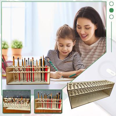 (Qunide) Paintbrush Holder Stand 67 Paint Brushes, Desk Stand Organizer Holding Rack For Pens, Paint Brushes, Colored Pencils, Markers